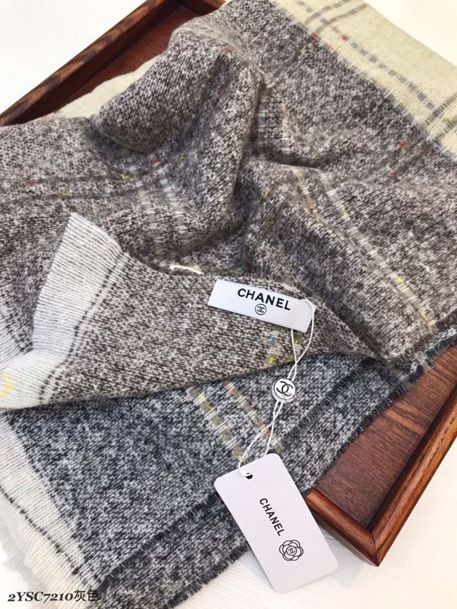 CHANEL圍巾 香奈兒秋冬獨家新款 雙C彩格羊毛披肩圍巾 CHANEL時尚條紋大長巾  llwj6859